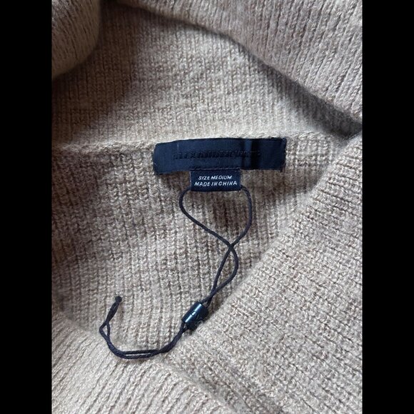 Alexander Wang Sweater Medium Women Beige Chunky Knit Alpaca Crotchet Turtleneck - Picture 7 of 8